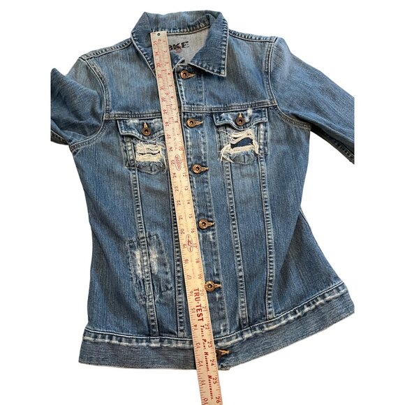 BKE Denim BKE67 Size Medium Denim Distressed Jean Jacket - Picture 8 of 11